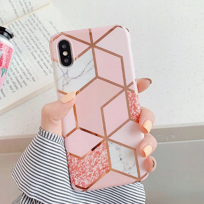 Etui Marble Gold Case - iPhone X / XS - Różowy