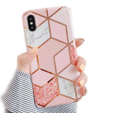 Etui Marble Gold Case - iPhone XS Max - Różowy