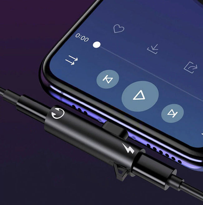 Adapter 2w1 do iPhone, iPad - Słuchawki (Jack 3,5 mm) + Ładowanie