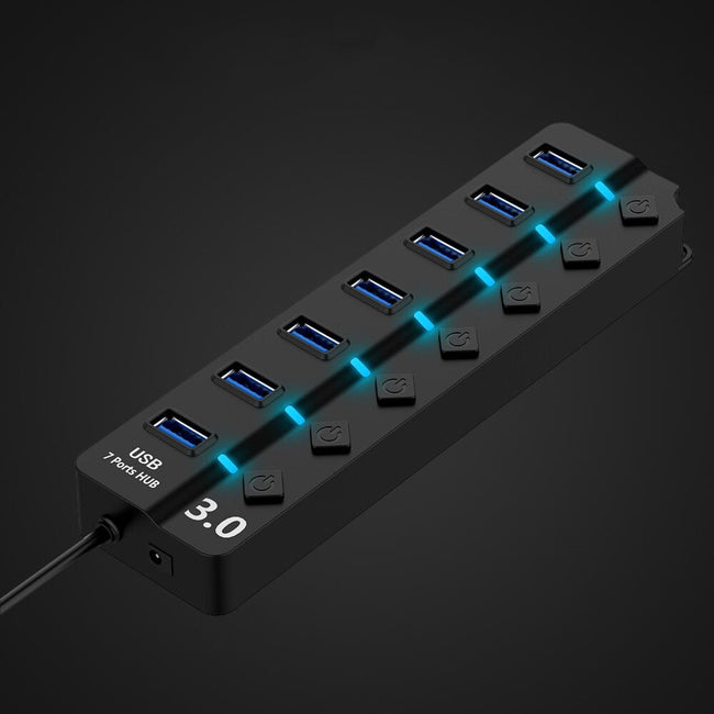 HUB / Rozdzielacz - 7 Portów USB + Włączniki