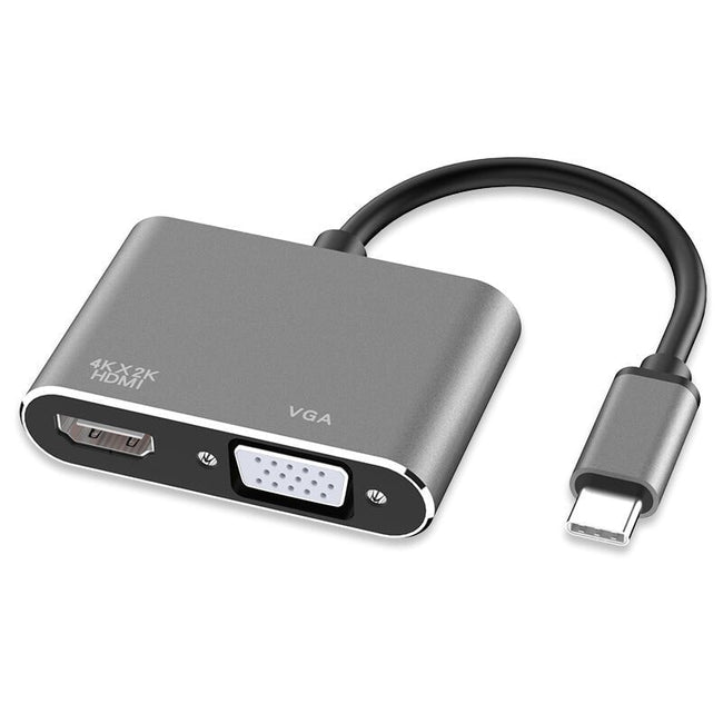 Adapter 2w1 USB-C HDMI VGA 4K (MacBook, Smartfon, Laptop)