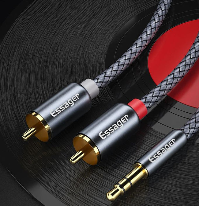 Essager® Kabel RCA (Cinch) <-> AUX (Mini Jack 3,5 mm)