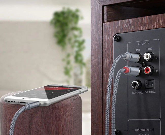Essager® Kabel RCA (Cinch) <-> AUX (Mini Jack 3,5 mm)