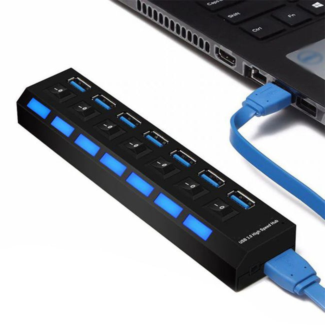 HUB / Rozdzielacz - 7 Portów USB + Wyłączniki