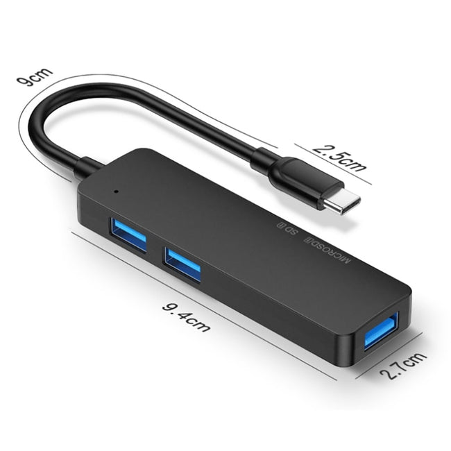HUB, Rozdzielacz - USB-C - 3xUSB + Czytnik Kart SD / Micro SD