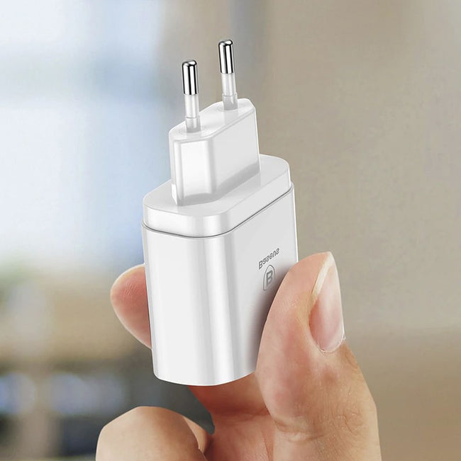 Baseus Ładowarka Sieciowa Mirror Travel - Szybkie Ładowanie, 3x USB