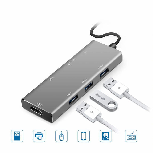 Adapter 7w1 USB-C, HDMI 4K (MacBook, Smartfon, Laptop)