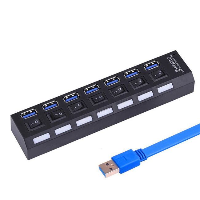 HUB / Rozdzielacz - 7 Portów USB + Wyłączniki