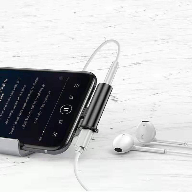 Adapter 2w1 do iPhone, iPad - Słuchawki (Jack 3,5 mm) + Ładowanie