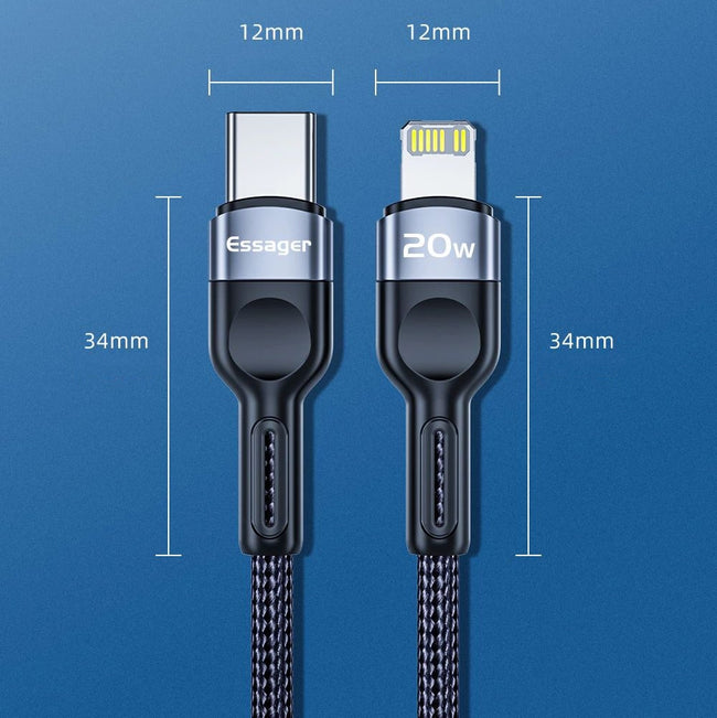 Essager® Kabel USB-C -> Lightning 20W (iPhone, iPad, etc.), Oplot