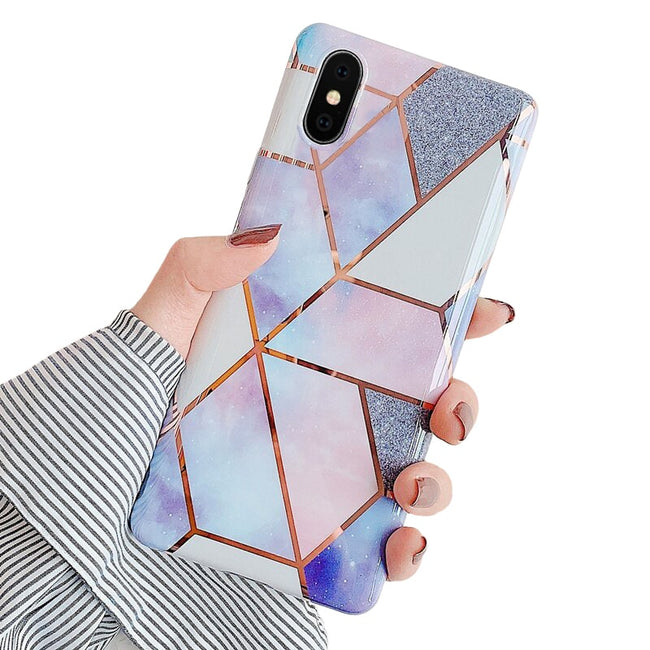 Etui Marble Gold Case - iPhone X / XS - Fioletowy