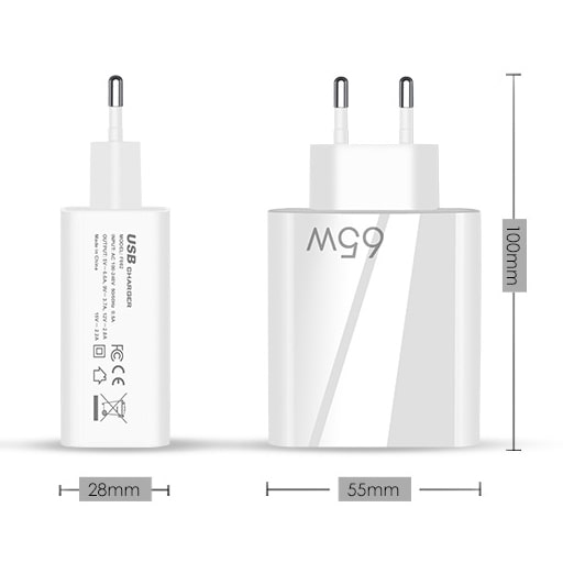 Szybka Ładowarka Sieciowa Phoneo USB + USB-C - GaN 65W