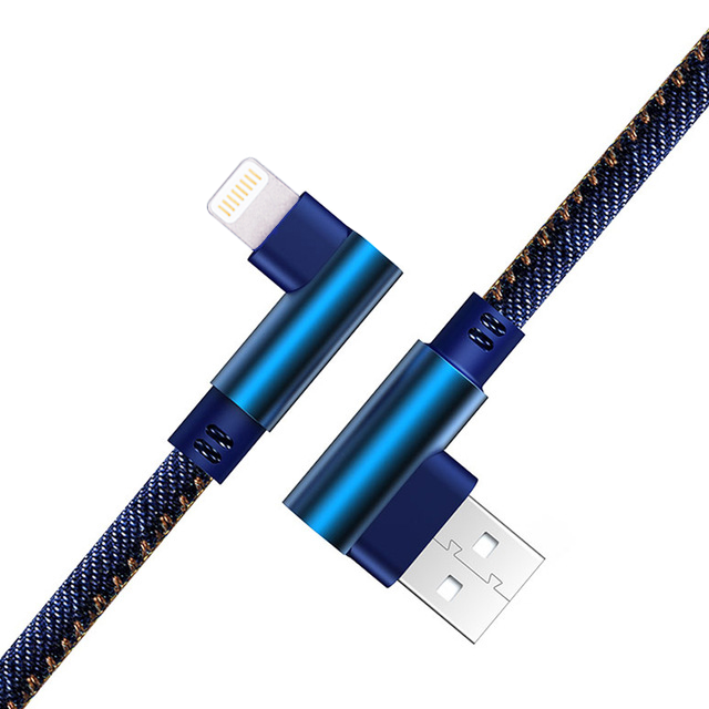 Kabel Kątowy Lightning, Jeansowy - 1 Metr