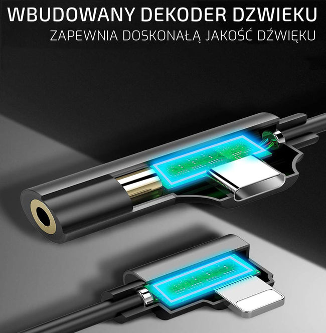 Adapter do iPhone - Słuchawki (Jack 3,5 mm) + Ładowanie