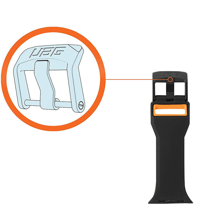 Pasek UAG Urban Armor Gear Civilian do Apple Watch 42 / 44 / 45 / 49mm - Czarno Pomarańczowy