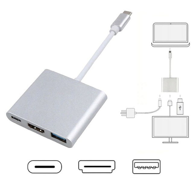 Adapter 3w1 HUB USB-C HDMI 4K MacBook