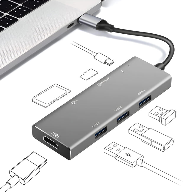Adapter 7w1 USB-C, HDMI 4K (MacBook, Smartfon, Laptop)