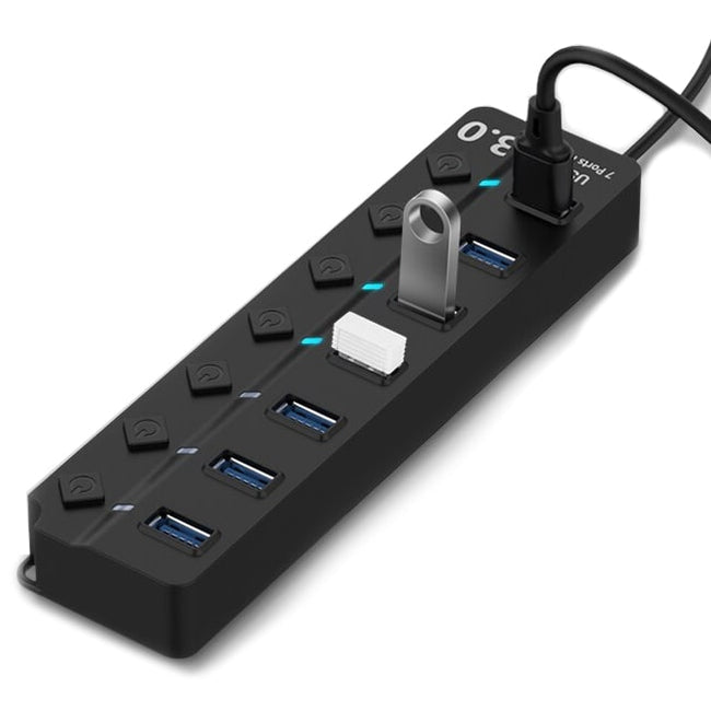 HUB / Rozdzielacz - 7 Portów USB + Włączniki