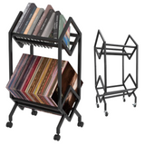 Stojak / Organizer na Płyty Winylowe Gramofonowe i CD 2-poziomowy + Kółka