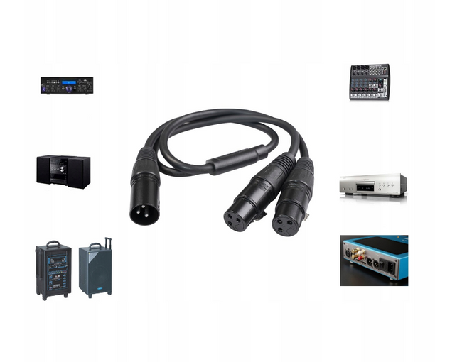 Splitter mikrofonowy Betune® XLR Y - 1×XLR męski → 2×XLR żeńskie, 50 cm