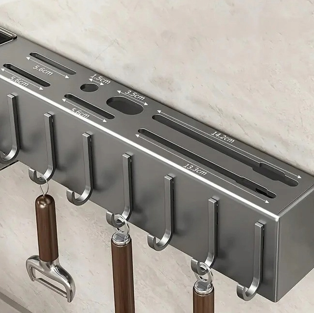 Organizer kuchenny na Ścianę, Półka Kuchenna Wisząca - reling 60 cm