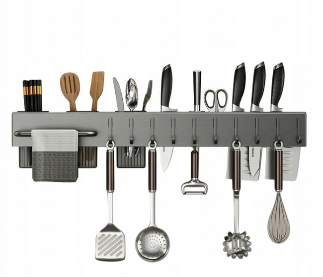 Organizer kuchenny na Ścianę, Półka Kuchenna Wisząca - reling 60 cm