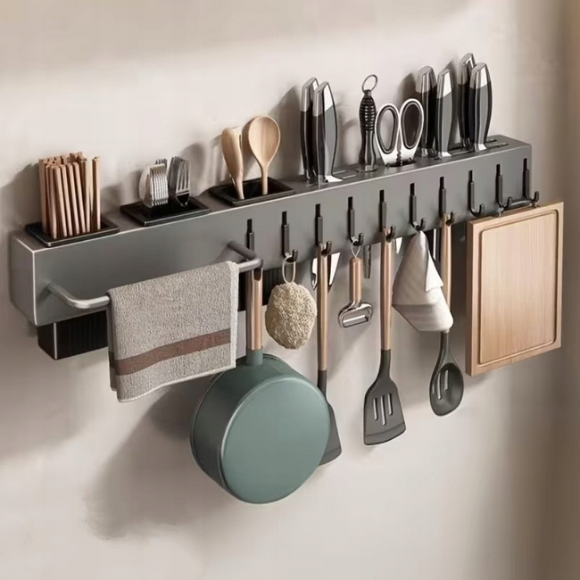 Organizer kuchenny na Ścianę, Półka Kuchenna Wisząca - reling 60 cm