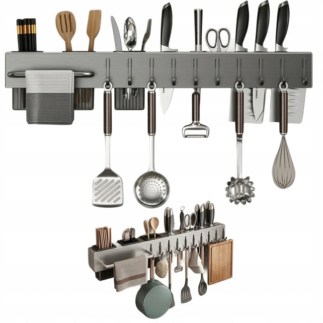 Organizer kuchenny na Ścianę, Półka Kuchenna Wisząca - reling 60 cm