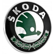 Emblemat znaczek logo Skoda na przód 90 mm - Zielony