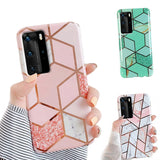 Etui Marble Gold Case - Huawei P40 Pro - Różowy