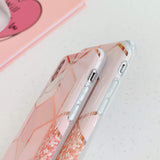 Etui Marble Gold Case - iPhone XR - Różowy