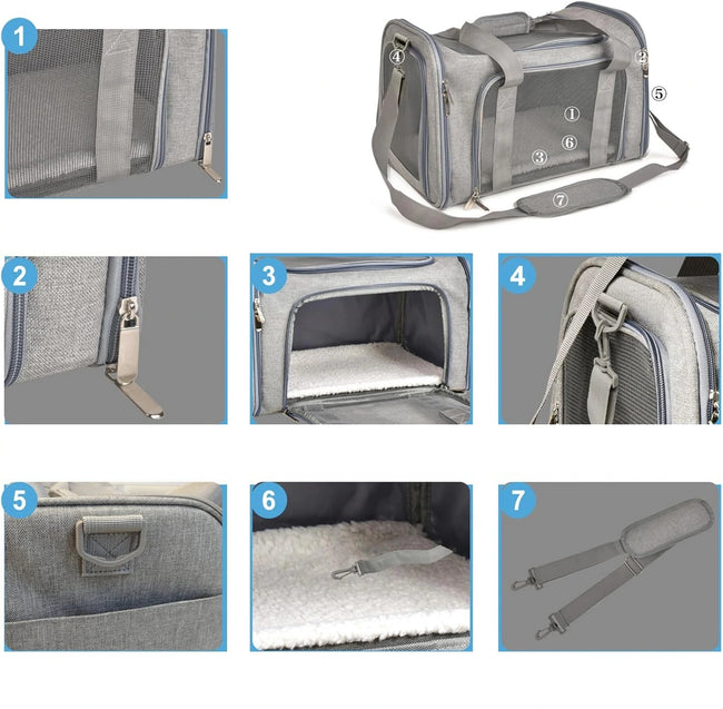 Transporter / Torba dla Psa / Kota do 9kg - Składany, Wentylowany - Szary