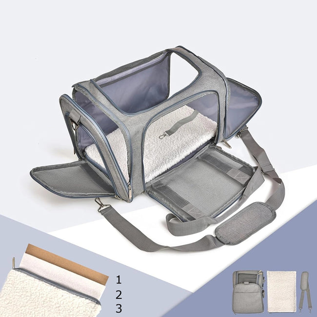 Transporter / Torba dla Psa / Kota do 9kg - Składany, Wentylowany - Szary