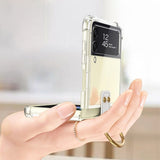 Etui Pancerne Silikonowe z Ringiem - Samsung Galaxy Z Flip 3 - Transparentny