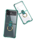 Etui Pancerne Silikonowe z Ringiem - Samsung Galaxy Z Flip 3 - Zielony
