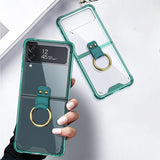 Etui Pancerne Silikonowe z Ringiem - Samsung Galaxy Z Flip 3 - Zielony