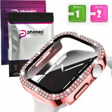 Etui z Diamencikami Phoneo® + Szkło do Apple Watch - 40 mm - Różowy