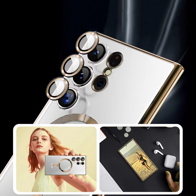 Etui Silikonowe Magsafe Camera Protect do Samsung Galaxy S23 Ultra  - Złoty