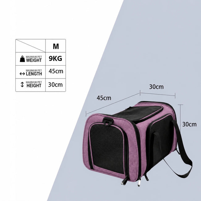 Transporter / Torba dla Psa / Kota do 9kg - Składany, Wentylowany - Różowy