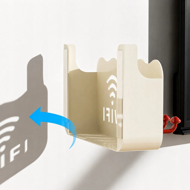 Półka na Router WiFi z Wieszakiem na Klucze Biała 2w1