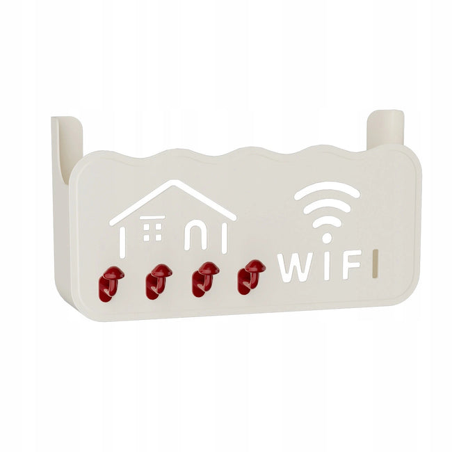 Półka na Router WiFi z Wieszakiem na Klucze Biała 2w1