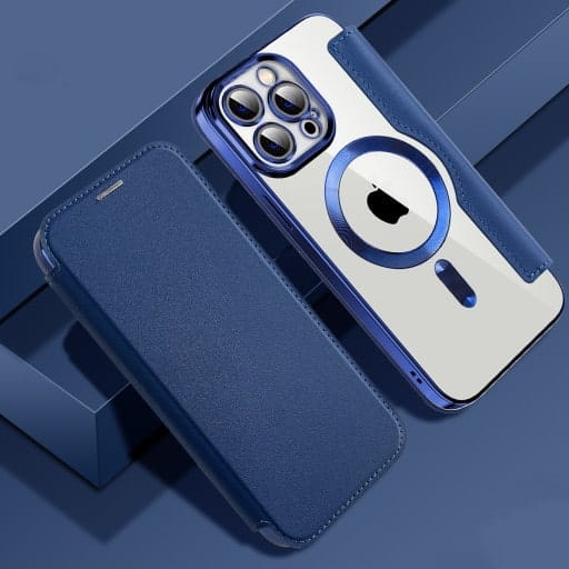 Etui Flip Wallet Magsafe iPhone 15 - Niebieski