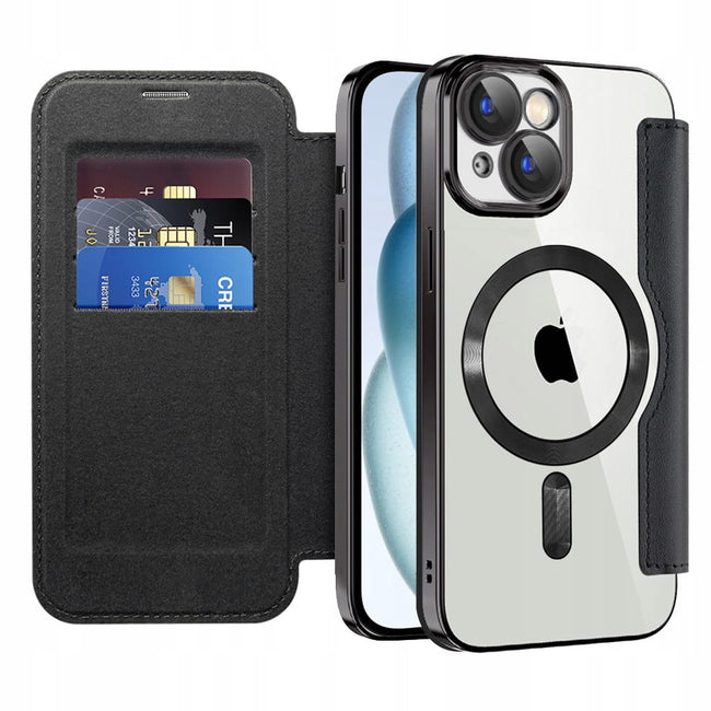 Etui Flip Wallet Magsafe iPhone 13 - Czarny