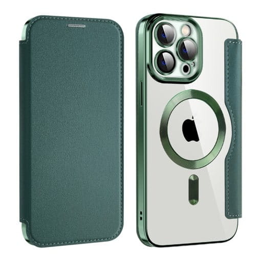 Etui Flip Wallet Magsafe iPhone 15 Pro Max - Zielony