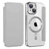 Etui Flip Wallet Magsafe iPhone 15 Pro - Srebrny