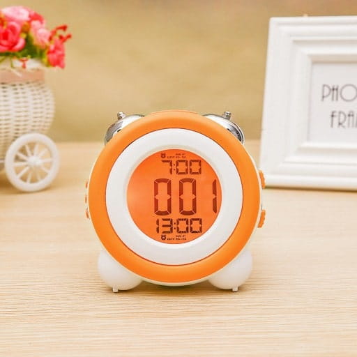 Budzik / Zegarek LCD dla Dzieci - Pomarańczowo-Biały
