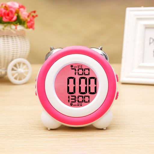 Budzik / Zegarek LCD dla Dzieci - Różowo-Biały