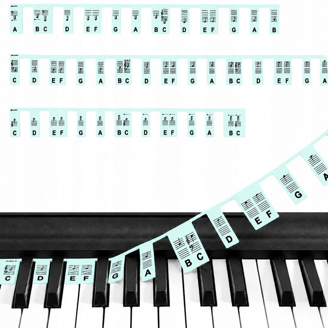 Fluorescencyjne nakładki z nutami na pianino i keyboard, 88 klawiszy
