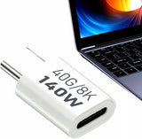 Adapter Prosty - Żeńskie USB-C do Męskie USB-C - 40GBPS/8K 140W - Biały W4