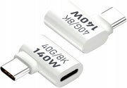 Adapter Kątowy - Żeńskie USB-C do Męskie USB-C - 40GBPS/8K 140W - Biały W1